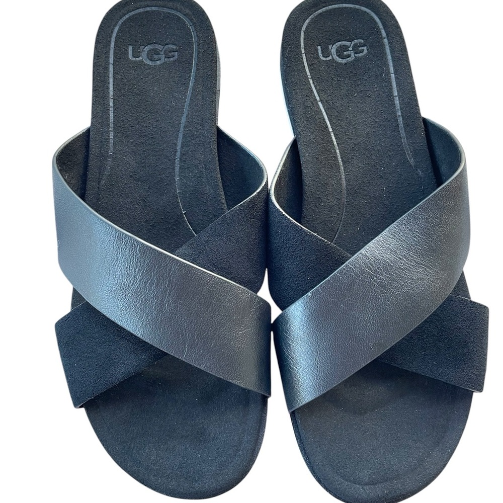 UGG Black Crisscross Slide Sandals